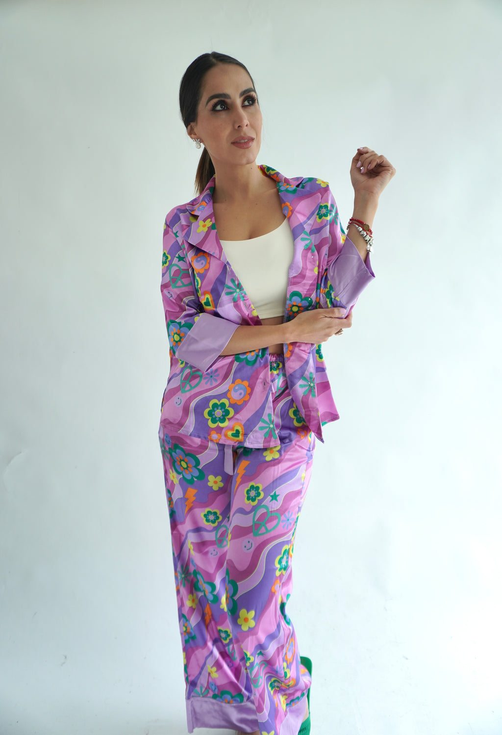 Morada Agatha Pantalón y Manga 3/4