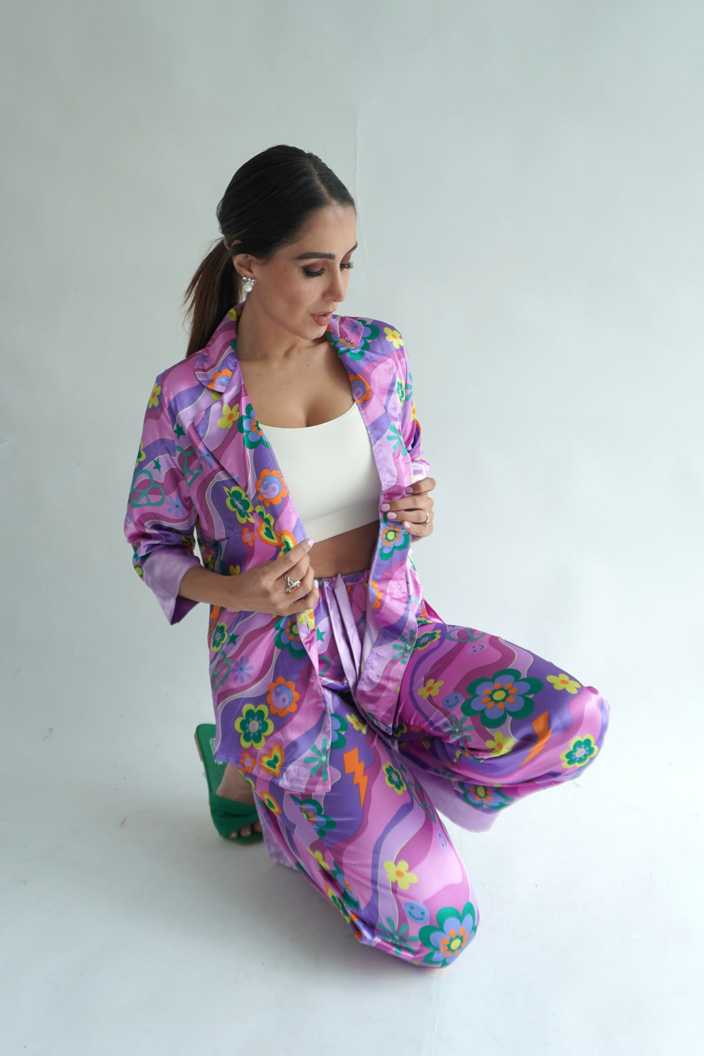 Morada Agatha Pantalón y Manga 3/4