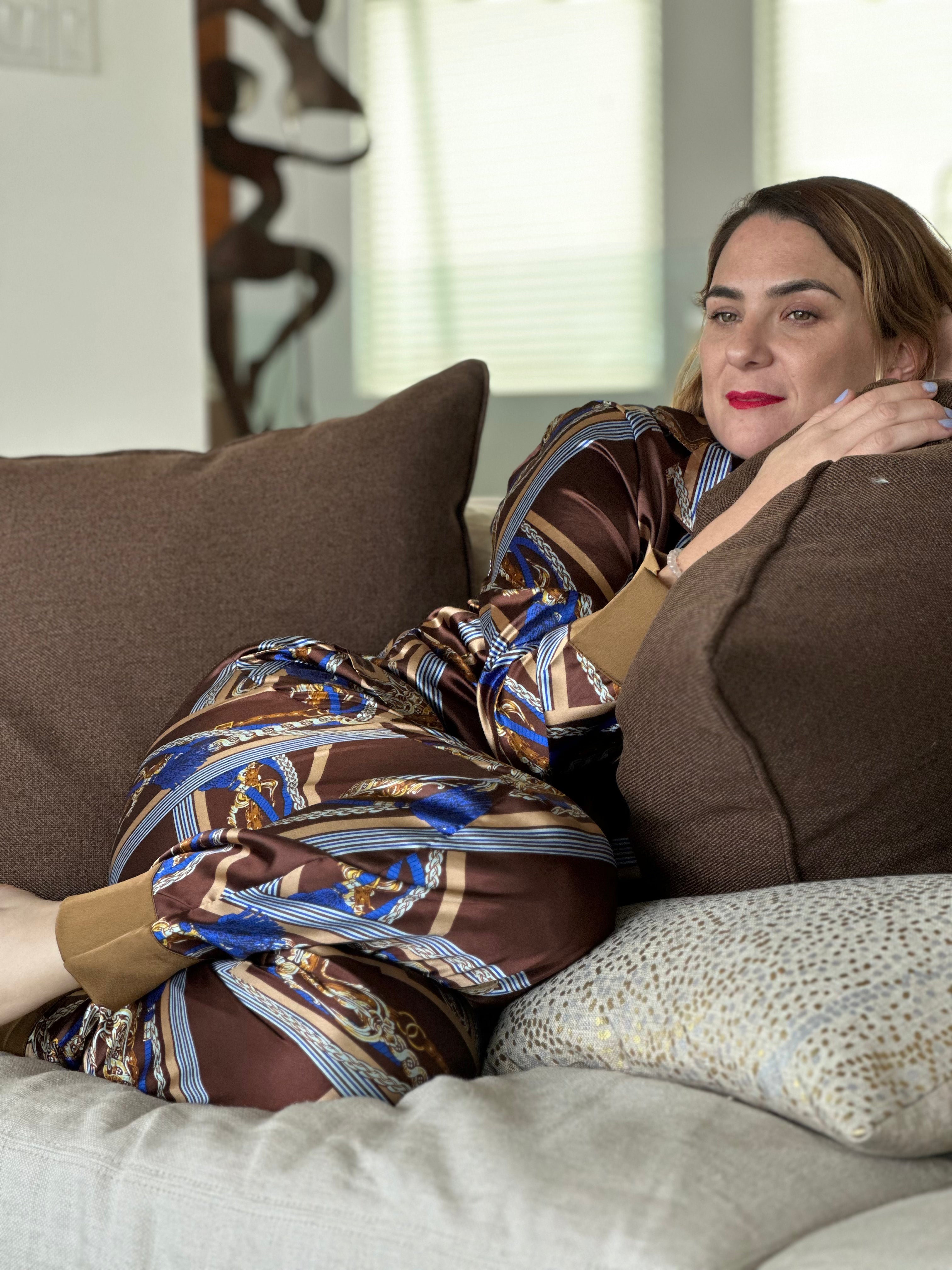 Barroco Marron Pantalón y Manga 3/4